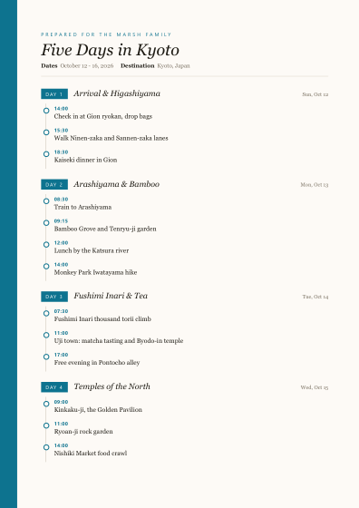 Itinerary (elegant)