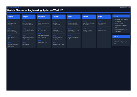 Weekly planner (dark)